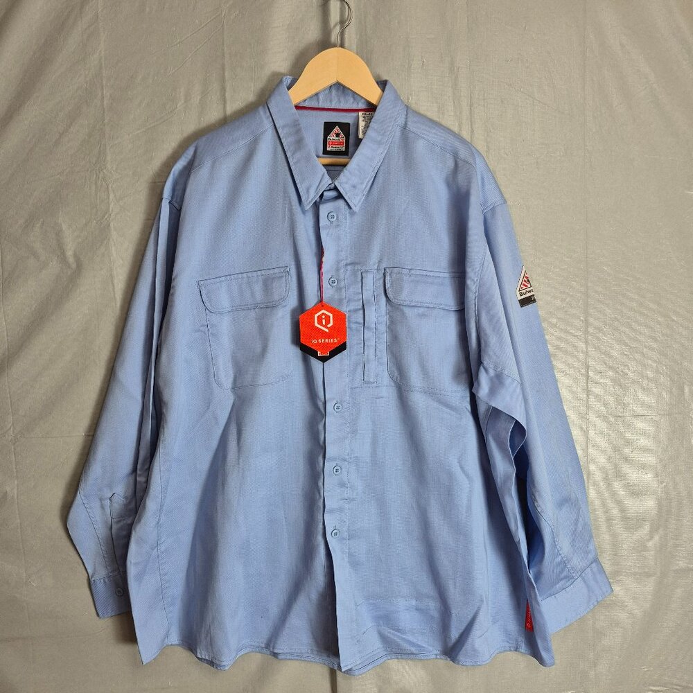 Bulwark FR iQ Series Mens 3XL Regular FR LS Blue Work Shirt CAT2 2112 NWT 0463
